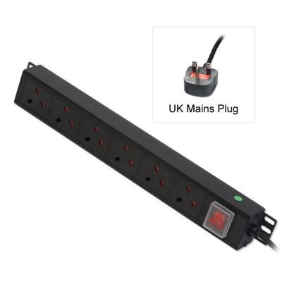 6 Way UK Mains Sockets Vertical PDU with UK Mains Plug